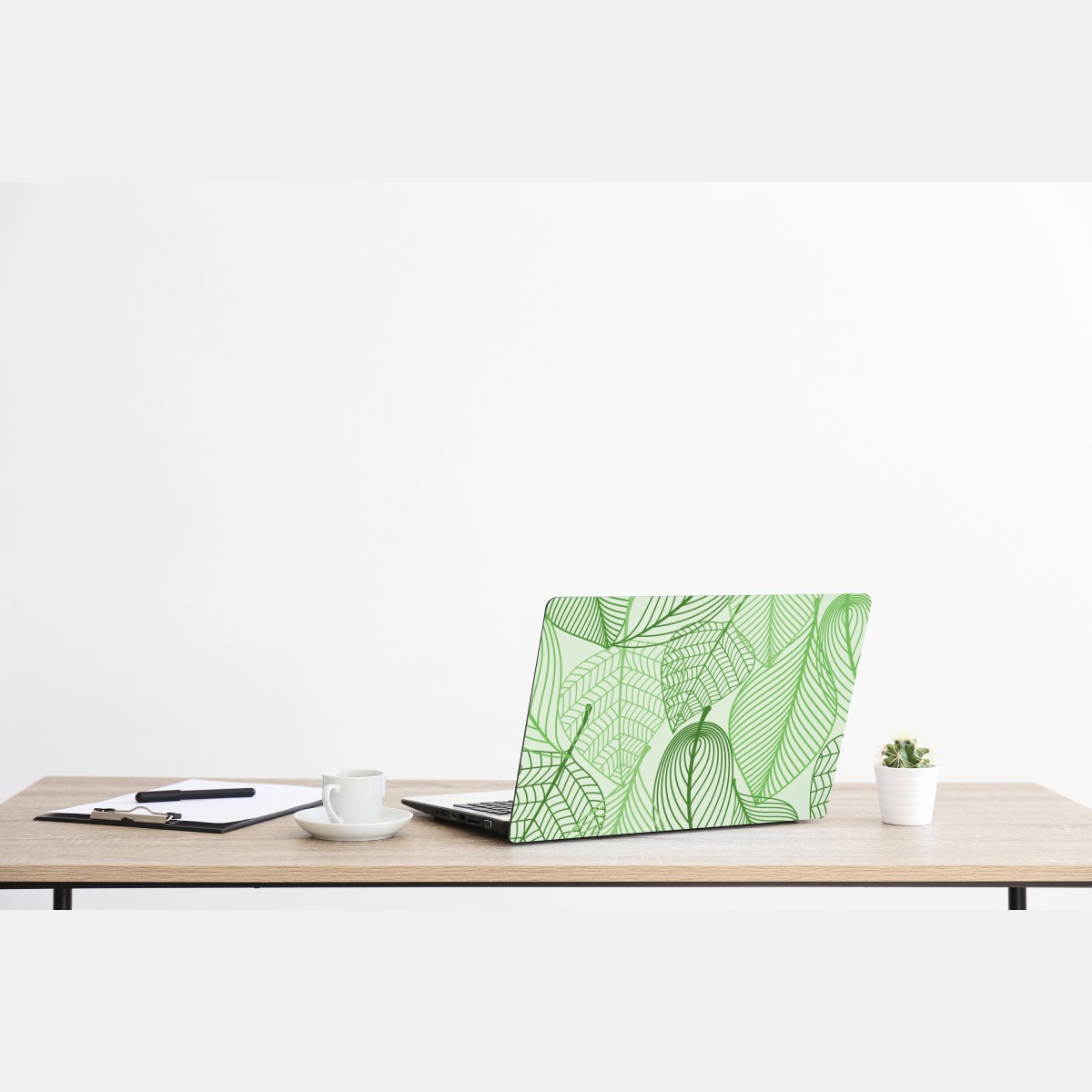 Naklejka na laptopa zielony botaniczny wzór liści – Wallissimo® Naklejka na laptopa zielony botaniczny wzór liści – Wallissimo®