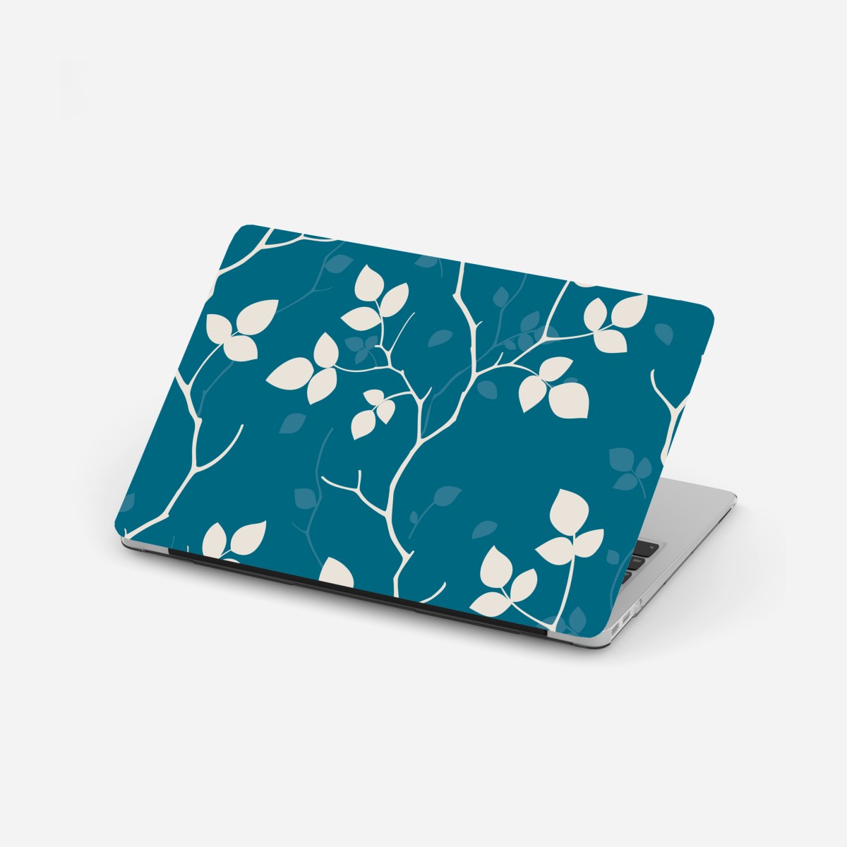 Laptop sticker turquoise botanical leaf pattern