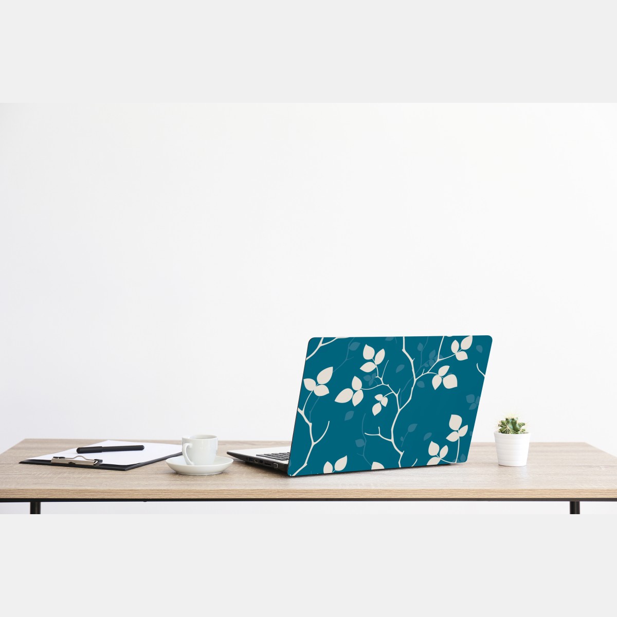 Naklejka na laptopa turkusowy botaniczny wzór liści – Wallissimo® Naklejka na laptopa turkusowy botaniczny wzór liści – Wallissimo®