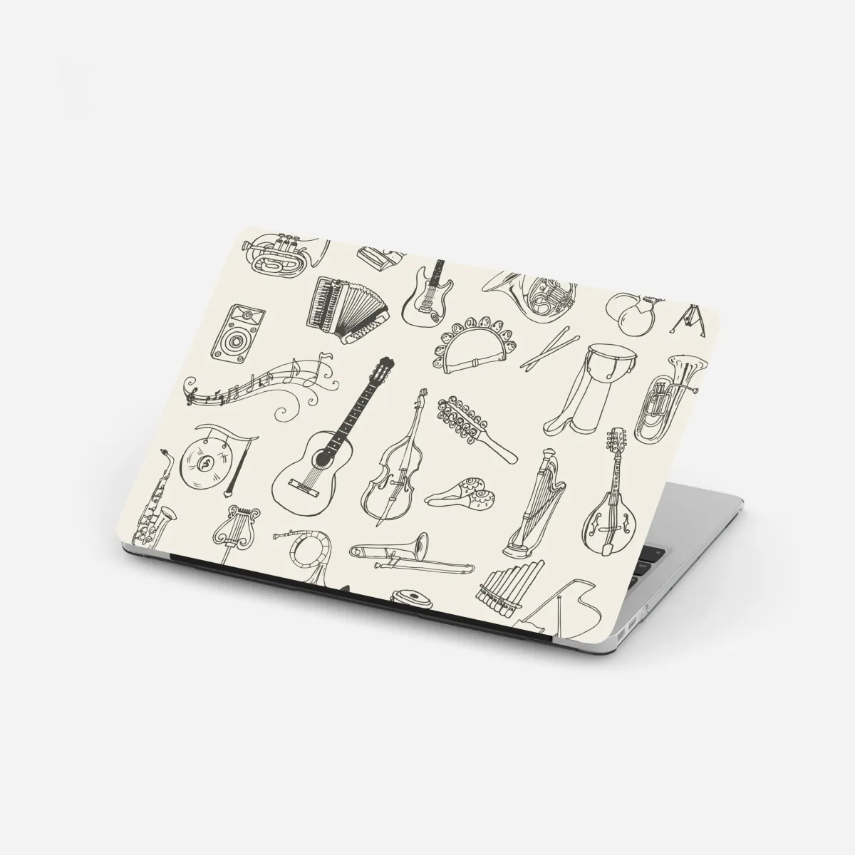 Naklejka na laptopa ręcznie rysowane instrumenty muzyczne kolaż – Wallissimo® Naklejka na laptopa ręcznie rysowane instrumenty muzyczne kolaż – Wallissimo®