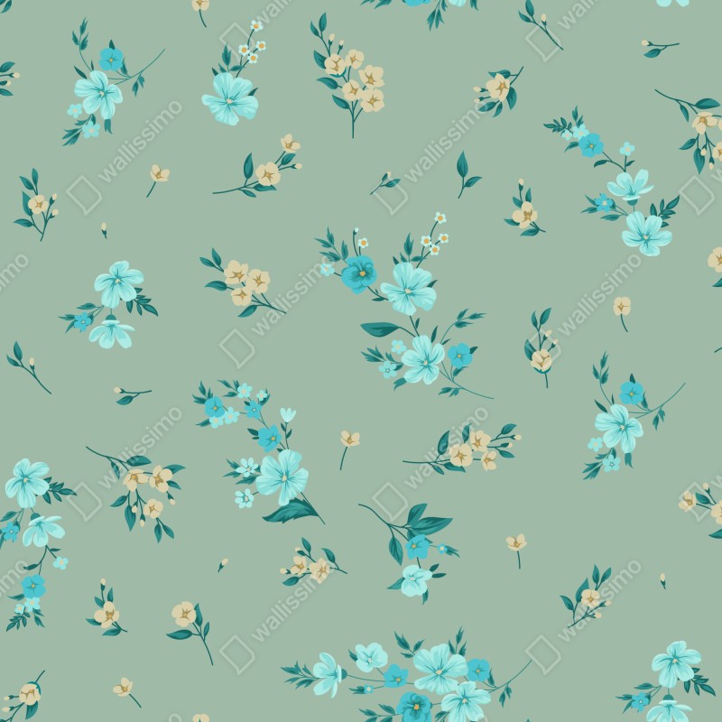 Naklejka na laptopa pastelowy turkusowy wzór kwiatowy na miętowym tle – Wallissimo® Naklejka na laptopa pastelowy turkusowy wzór kwiatowy na miętowym tle – Wallissimo®