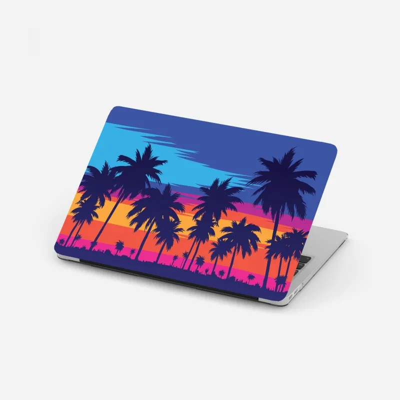 Naklejka na laptopa żywy zachód słońca z palmami