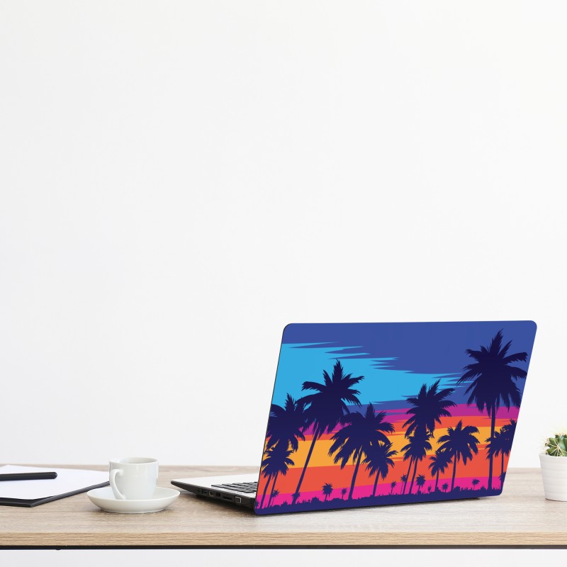 Naklejka na laptopa granatowo-beżowy wzór damasceński – Wallissimo®