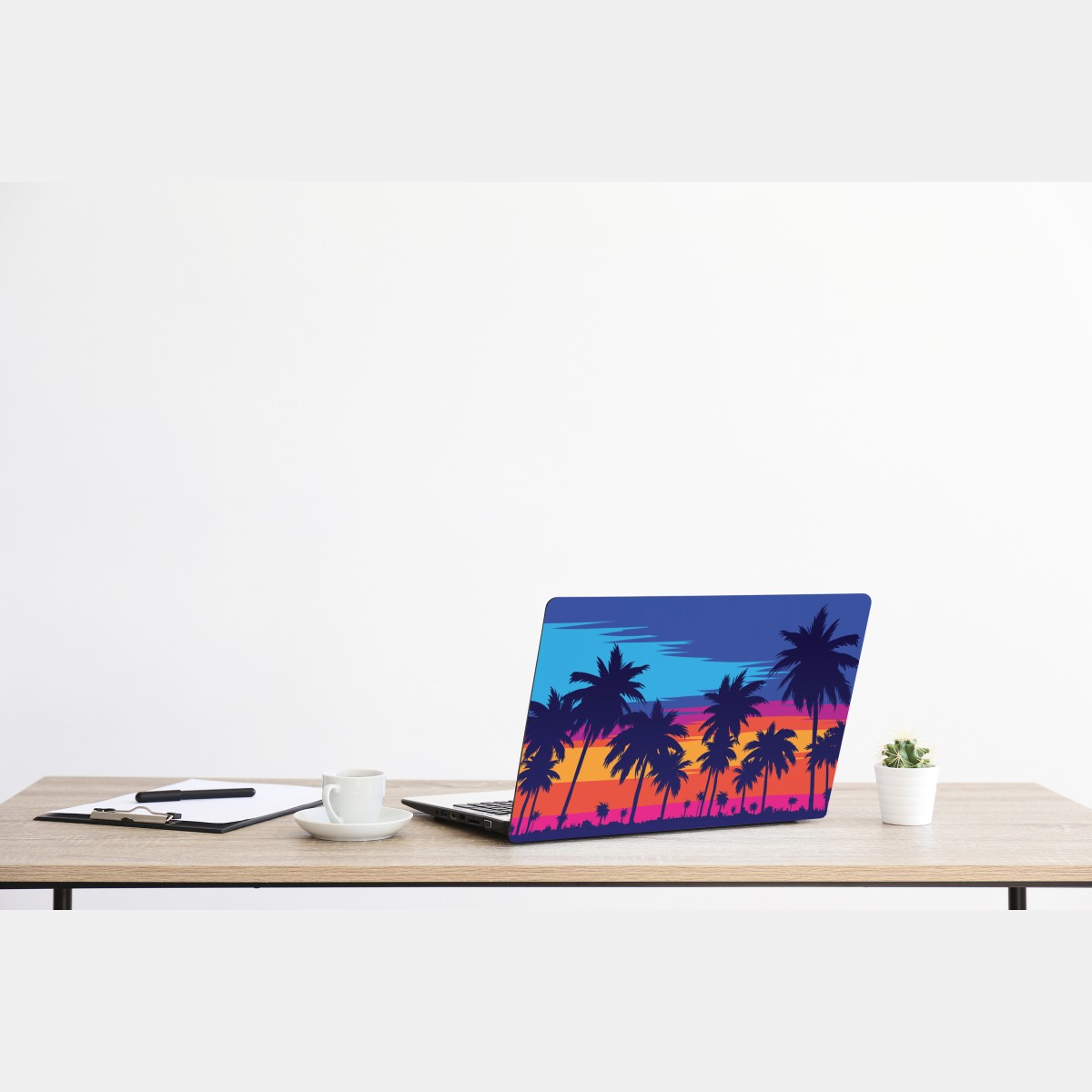 Naklejka na laptopa żywy zachód słońca z palmami – Wallissimo® Naklejka na laptopa żywy zachód słońca z palmami – Wallissimo®