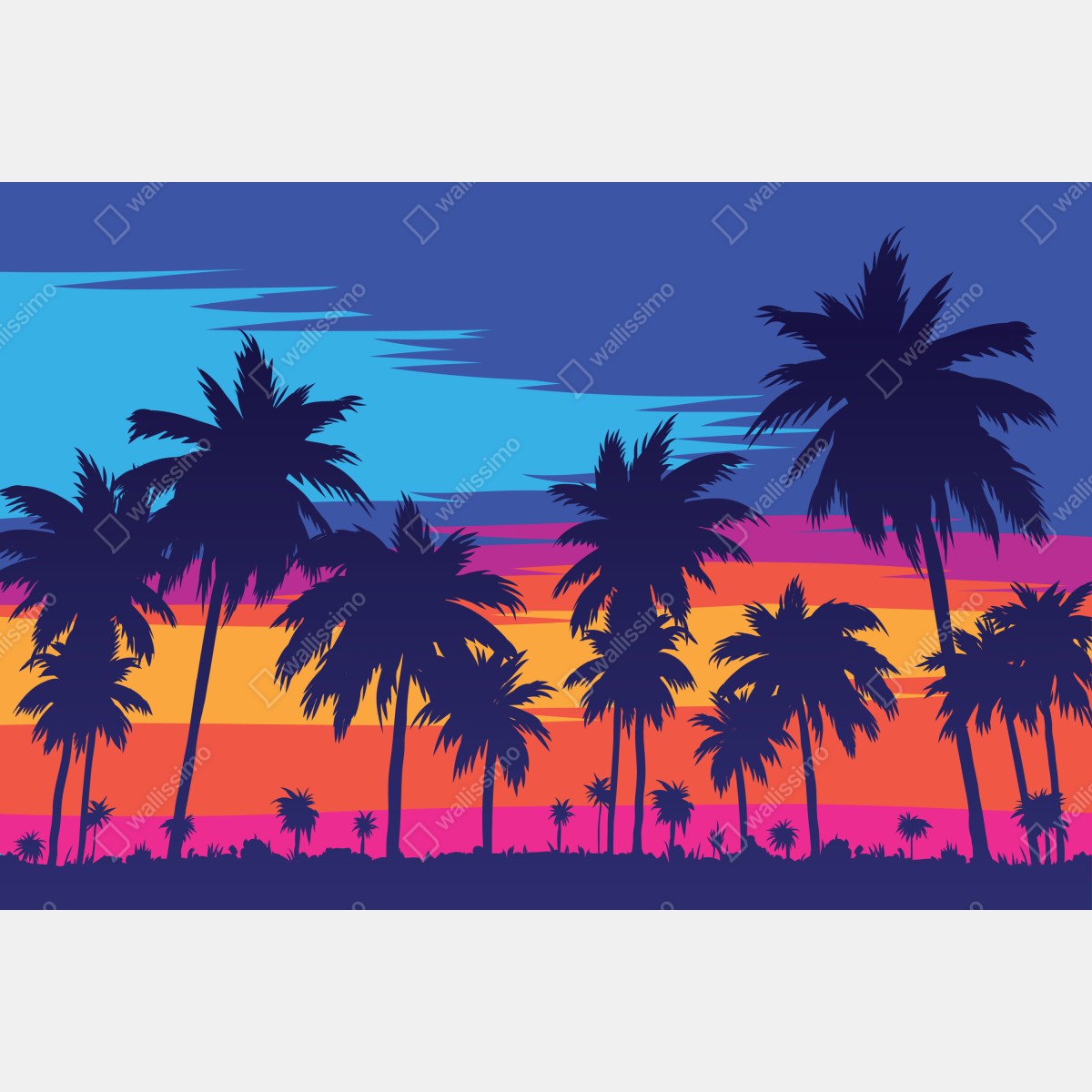 Naklejka na laptopa żywy zachód słońca z palmami – Wallissimo® Naklejka na laptopa żywy zachód słońca z palmami – Wallissimo®
