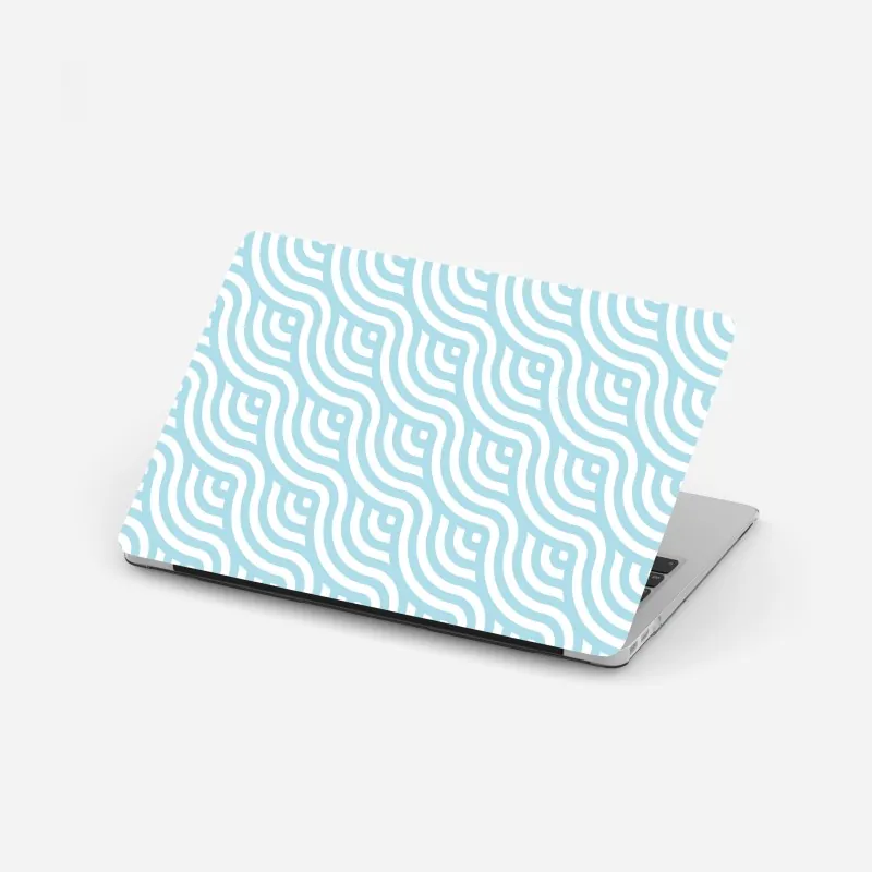 Naklejka na laptopa miękki turkusowy geometryczny wzór fal