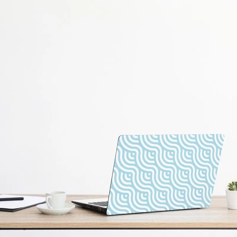 Naklejka na laptopa turkusowy i złoty płynny wir abstrakcji – Wallissimo®