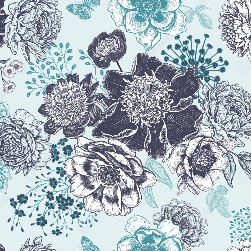 Naklejka na laptopa kwiatowy wzór peonii w odcieniach turkusu i granatu – Wallissimo® Naklejka na laptopa kwiatowy wzór peonii w odcieniach turkusu i granatu – Wallissimo®