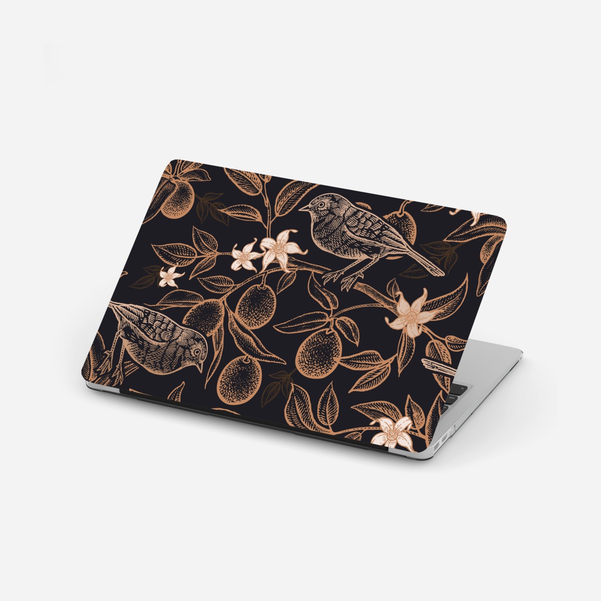 Laptop sticker vintage bird and citrus botanical pattern