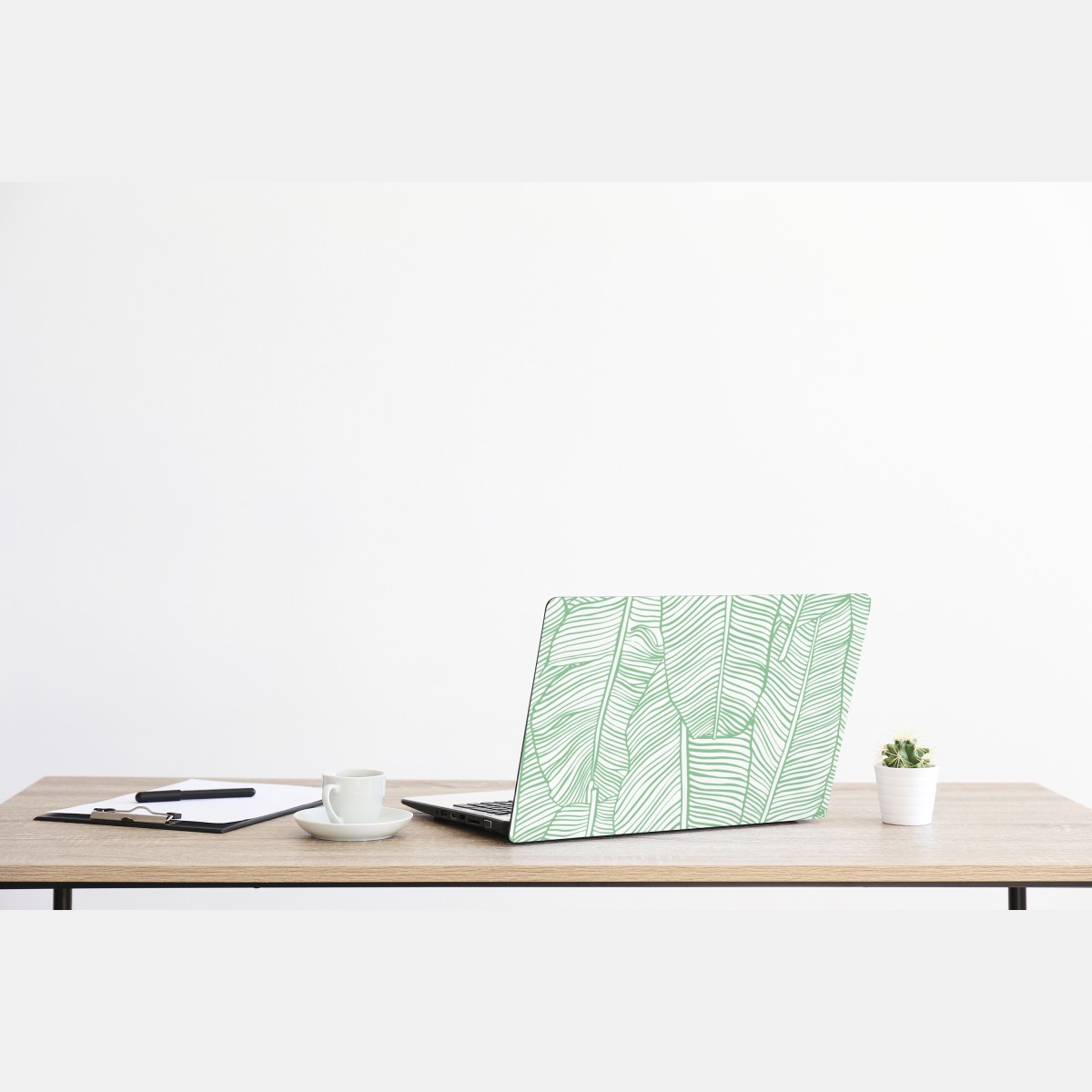 Naklejka na laptopa miętowy wzór liści bananowca – Wallissimo® Naklejka na laptopa miętowy wzór liści bananowca – Wallissimo®