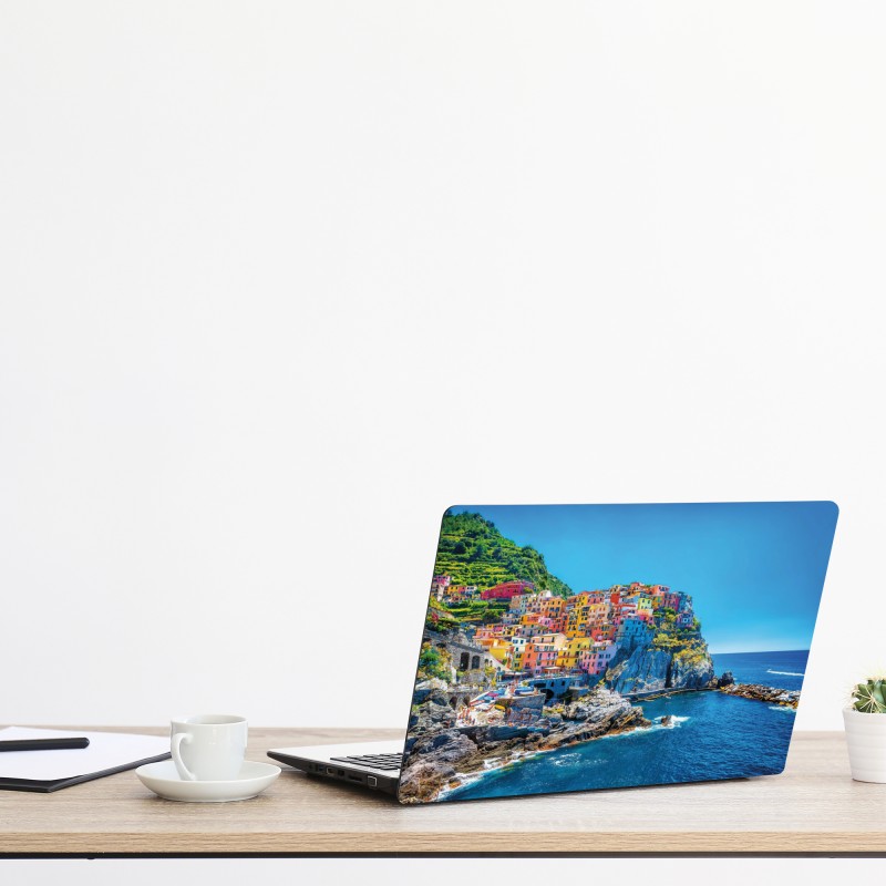 Naklejka na laptopa złote tropikalne liście line art – Wallissimo®