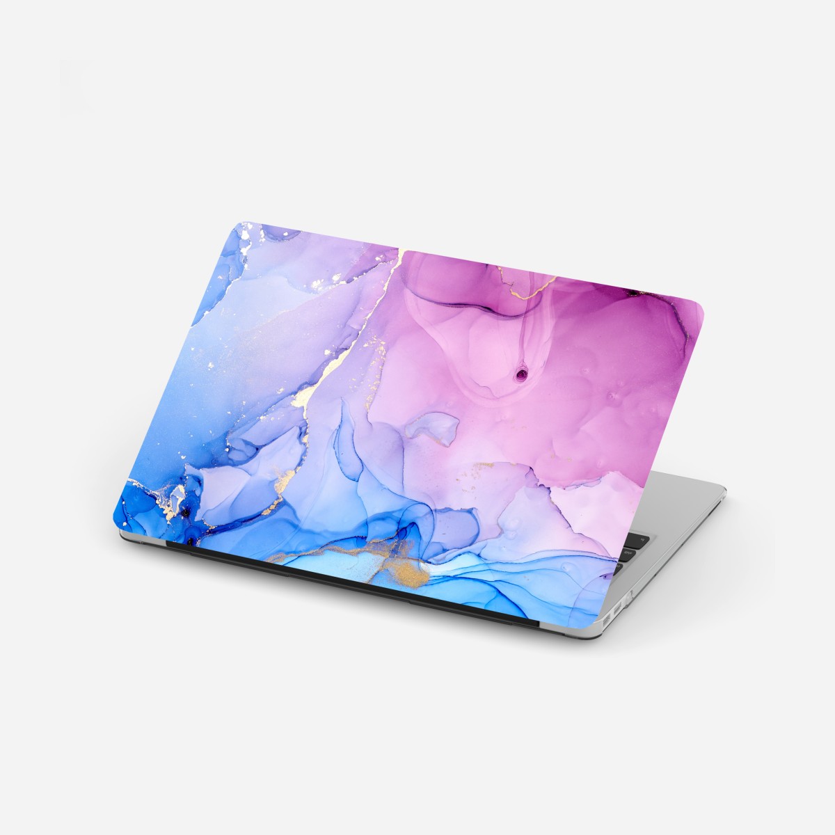 Laptop sticker pink and blue marble fluid abstract