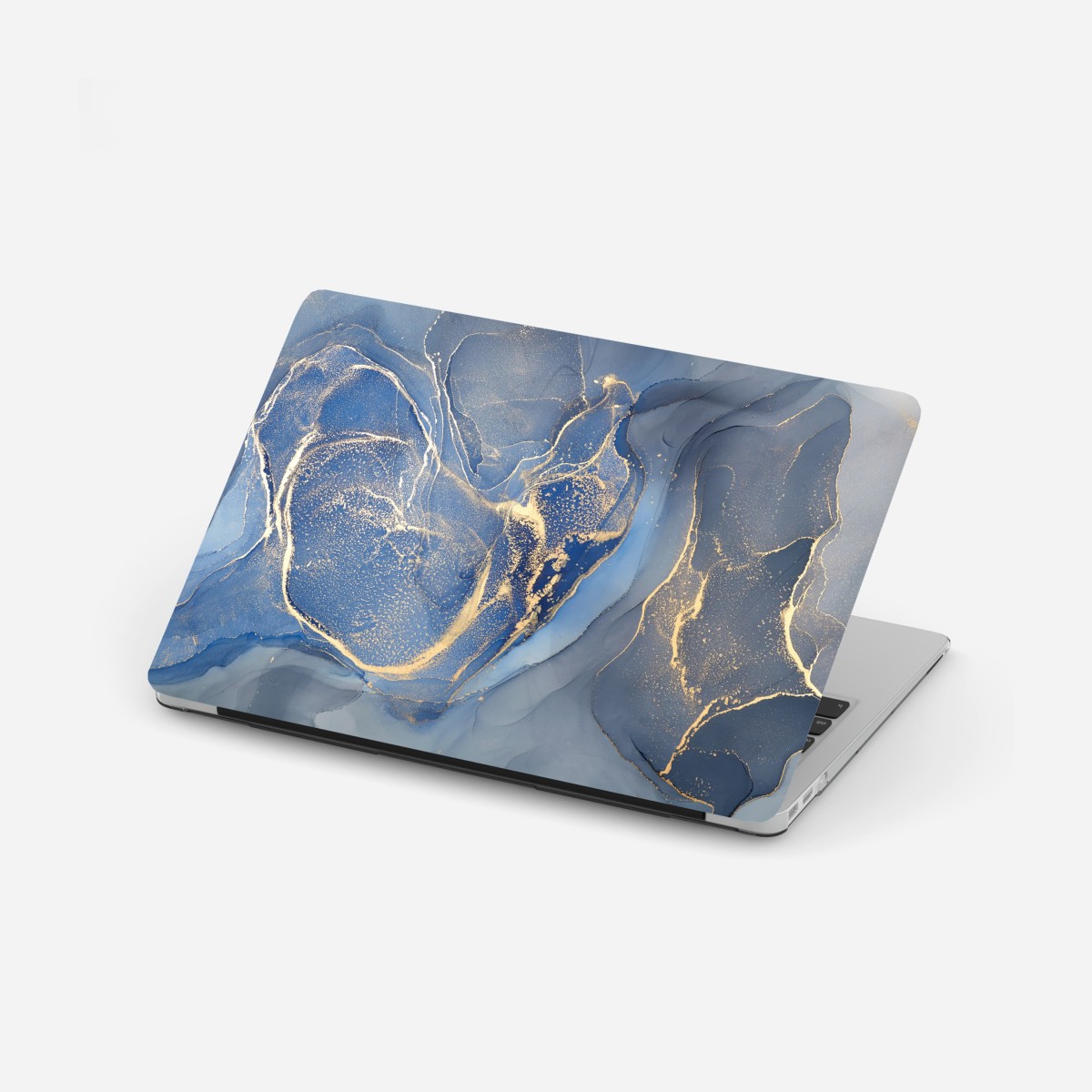 Laptop sticker ocean blue marble with gold veins