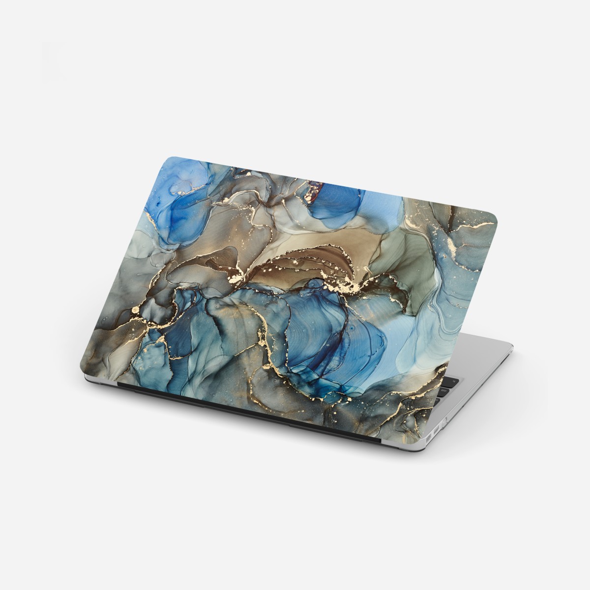 Laptop sticker blue and gold fluid abstract