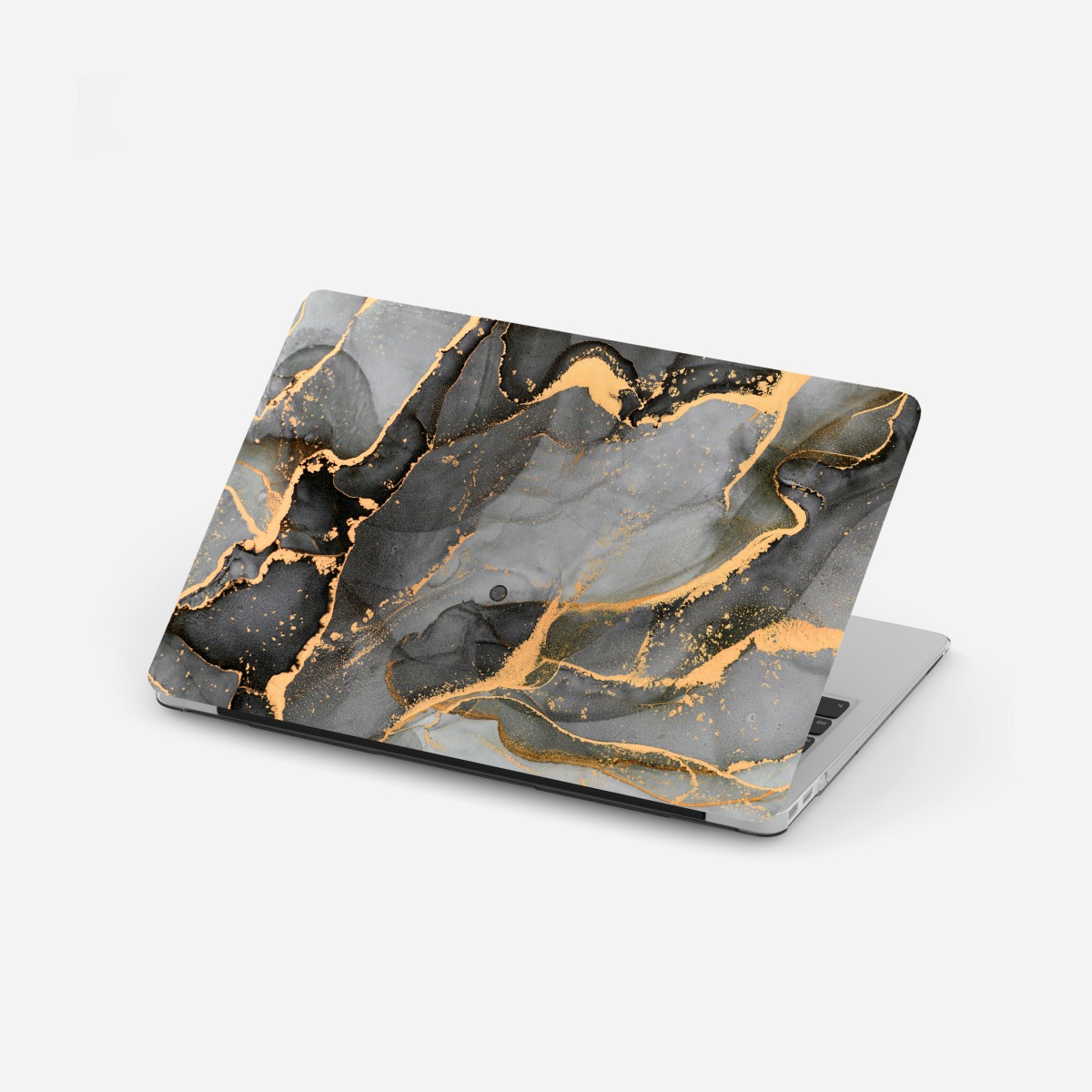 Laptop sticker smoky gray marble with gold veins