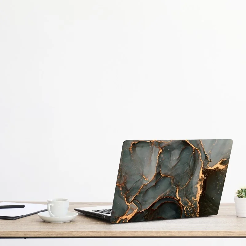 Naklejka na laptopa luksusowa abstrakcja turkus z złotymi żyłami – Wallissimo® Naklejka na laptopa luksusowa abstrakcja turkus z złotymi żyłami – Wallissimo®