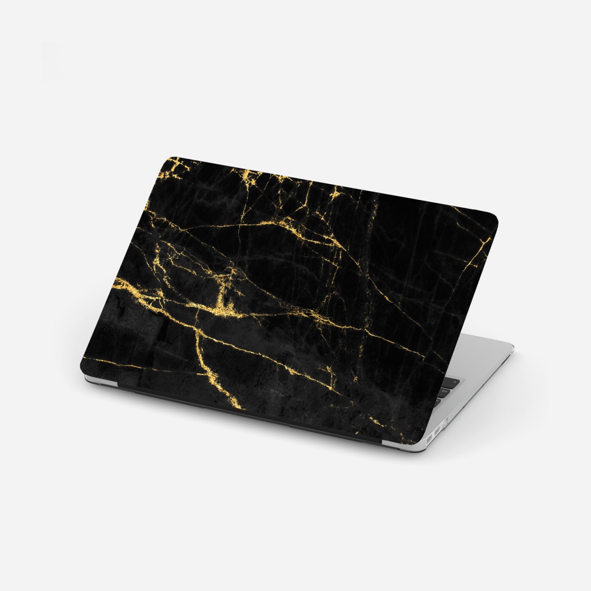Laptop sticker luxury black marble with gold veins