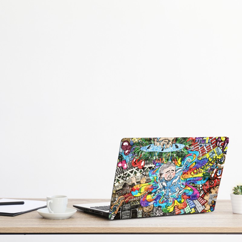 Naklejka na laptopa niebieski wzór ze spiralami – Wallissimo®