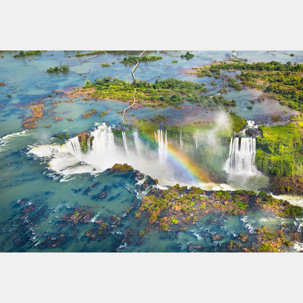 Naklejka na laptopa widok z lotu ptaka tropikalne wodospady z tęczą – Wallissimo® Naklejka na laptopa widok z lotu ptaka tropikalne wodospady z tęczą – Wallissimo®