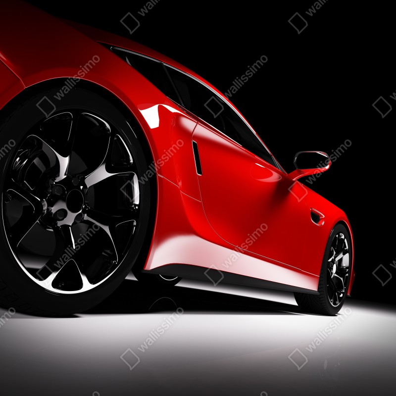 Naklejka na laptopa zbliżenie czerwonego samochodu sportowego – Wallissimo® Naklejka na laptopa zbliżenie czerwonego samochodu sportowego – Wallissimo®