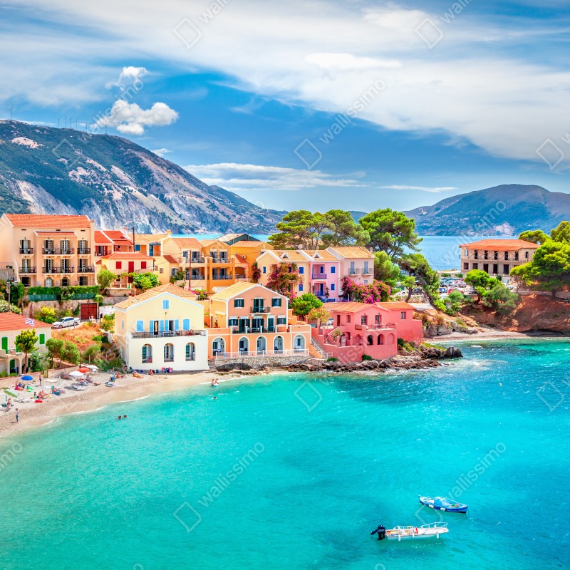 Naklejka na laptopa Assos nadmorska sceneria, Kefalonia – Wallissimo® Naklejka na laptopa Assos nadmorska sceneria, Kefalonia – Wallissimo®