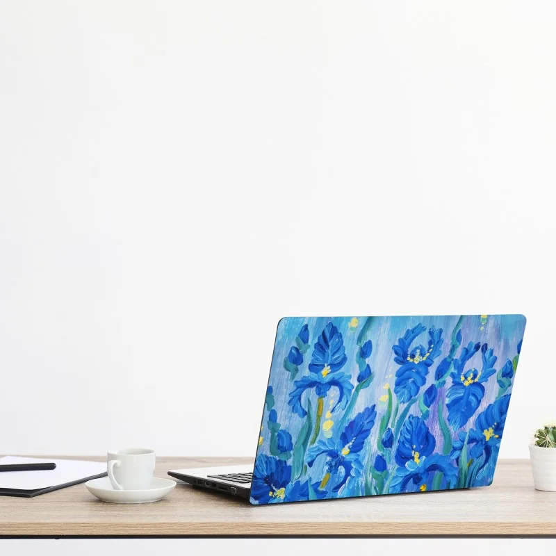 Naklejka na laptopa granatowa marmurowa abstrakcja ze złotymi żyłkami – Wallissimo®