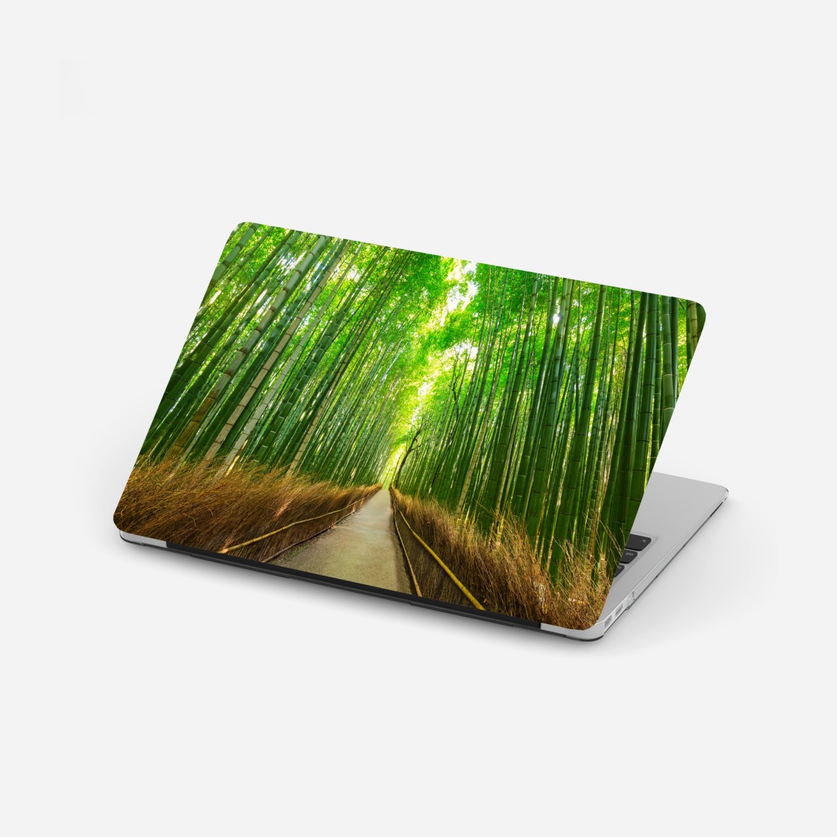 Laptop sticker tranquil bamboo path in Kyoto
