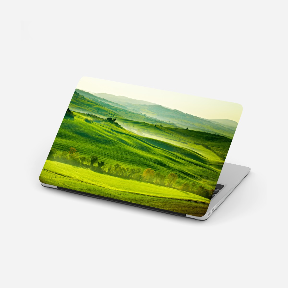 Laptop sticker sunlit rolling hills of Tuscany