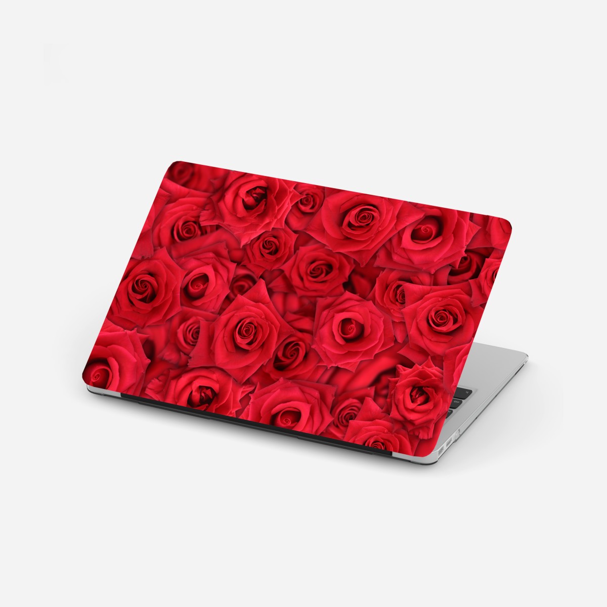 Laptop sticker vibrant red roses collage
