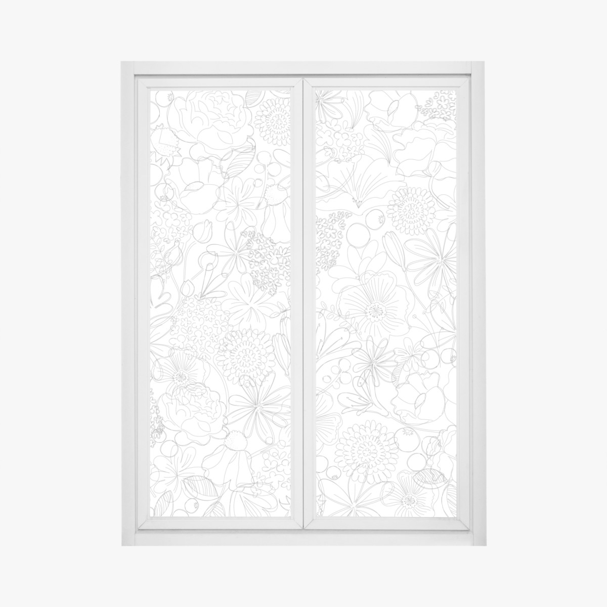 Window decal delicate hand-drawn floral line pattern