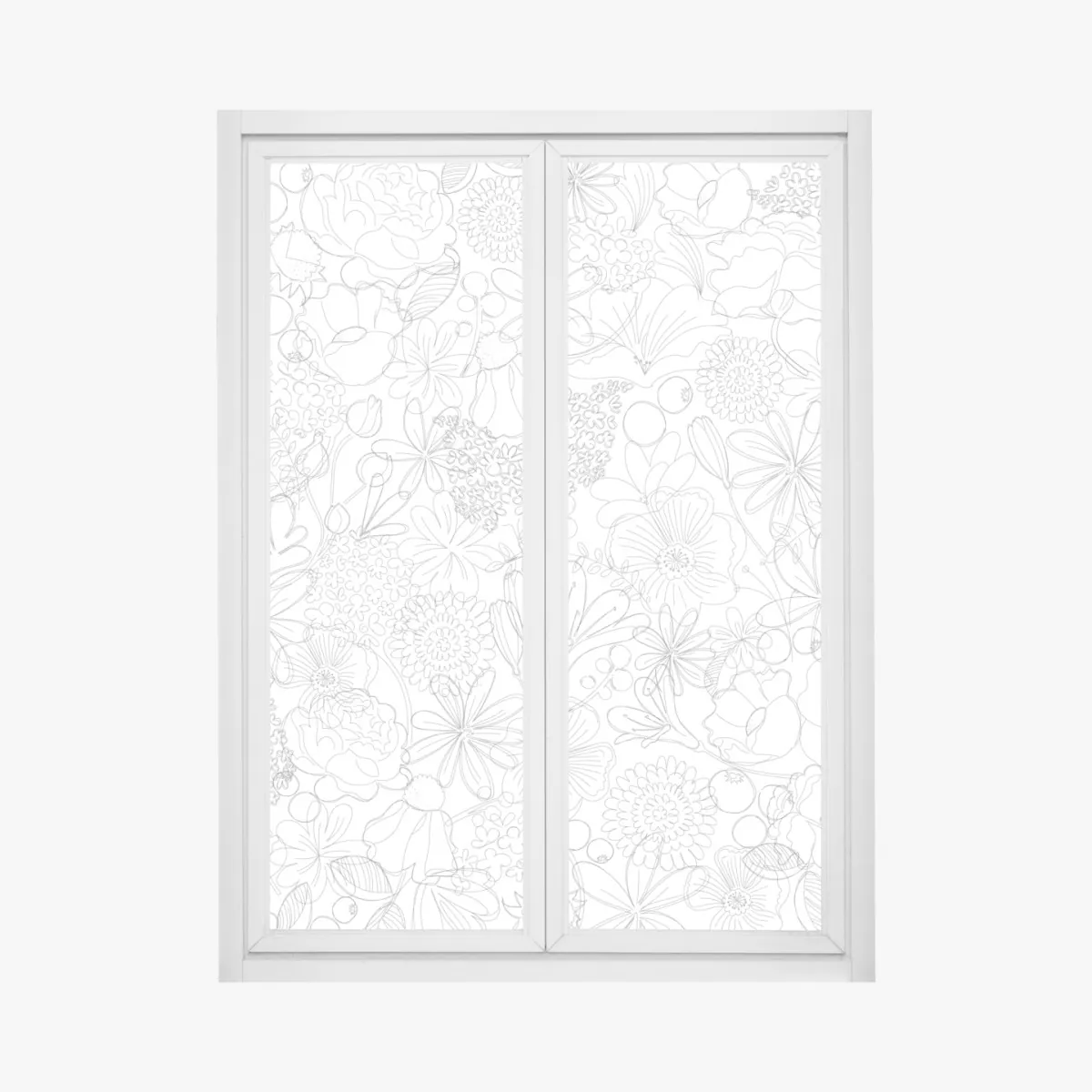 Naklejka na okno delikatny ręcznie rysowany kwiatowy wzór liniowy – Wallissimo® Naklejka na okno delikatny ręcznie rysowany kwiatowy wzór liniowy – Wallissimo®