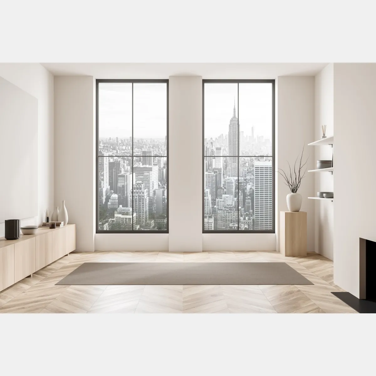 Naklejka na okno Nowy Jork panorama w odcieniach szarości – Wallissimo® Naklejka na okno Nowy Jork panorama w odcieniach szarości – Wallissimo®