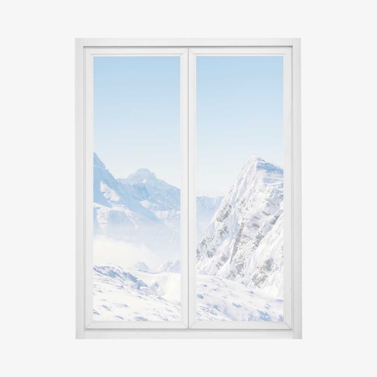 Window decal serene snow-capped mountain panorama