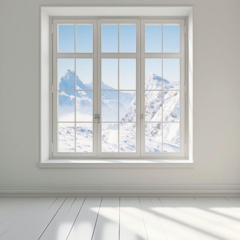 Naklejka na okno spokojna panorama zaśnieżonych gór – Wallissimo® Naklejka na okno spokojna panorama zaśnieżonych gór – Wallissimo®