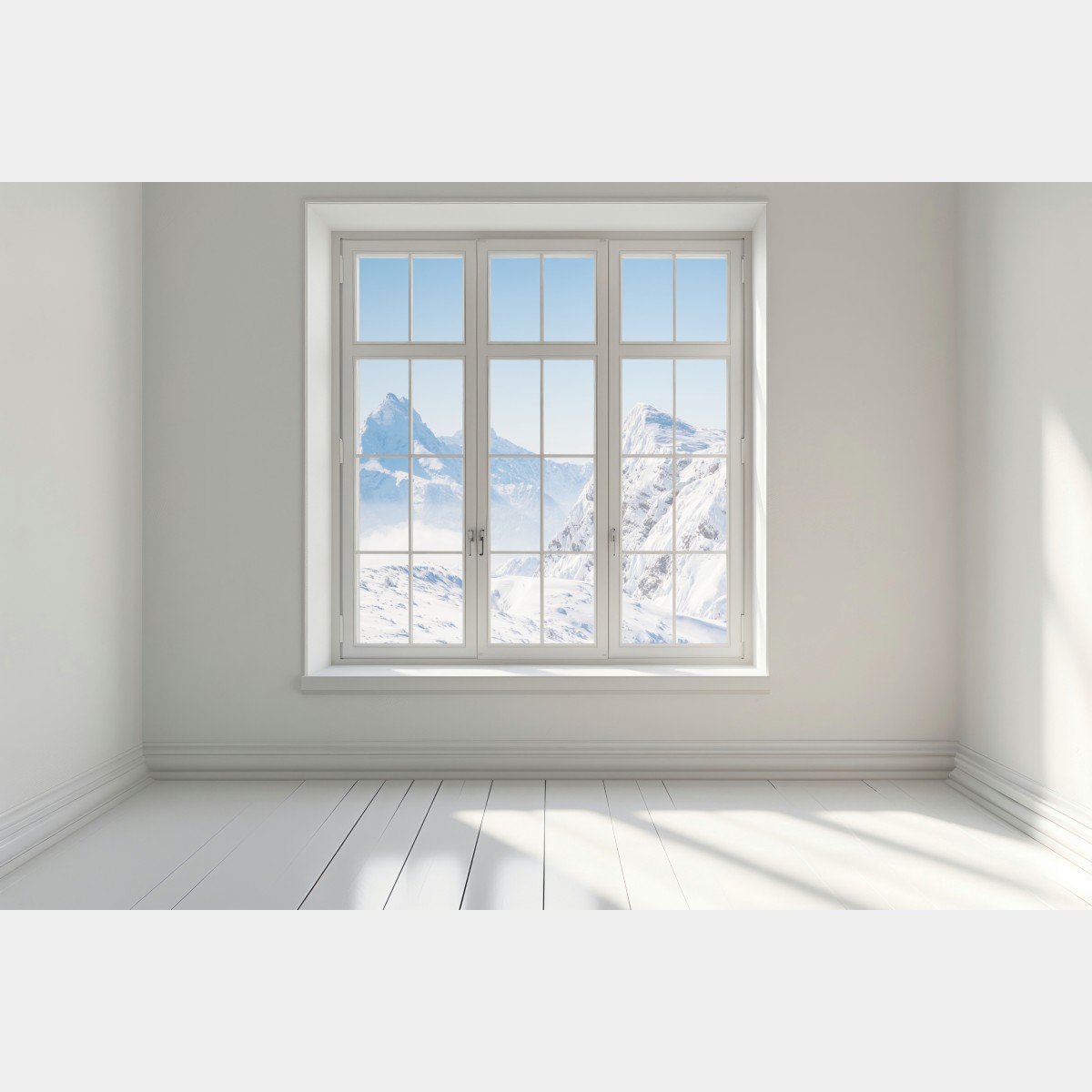Naklejka na okno spokojna panorama zaśnieżonych gór – Wallissimo® Naklejka na okno spokojna panorama zaśnieżonych gór – Wallissimo®