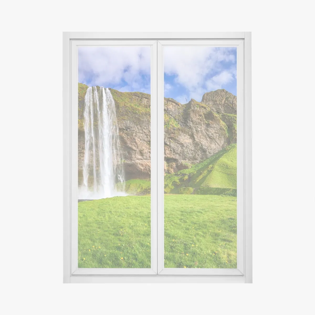 Naklejka na okno Seljalandsfoss panorama wodospadu – Wallissimo® Naklejka na okno Seljalandsfoss panorama wodospadu – Wallissimo®