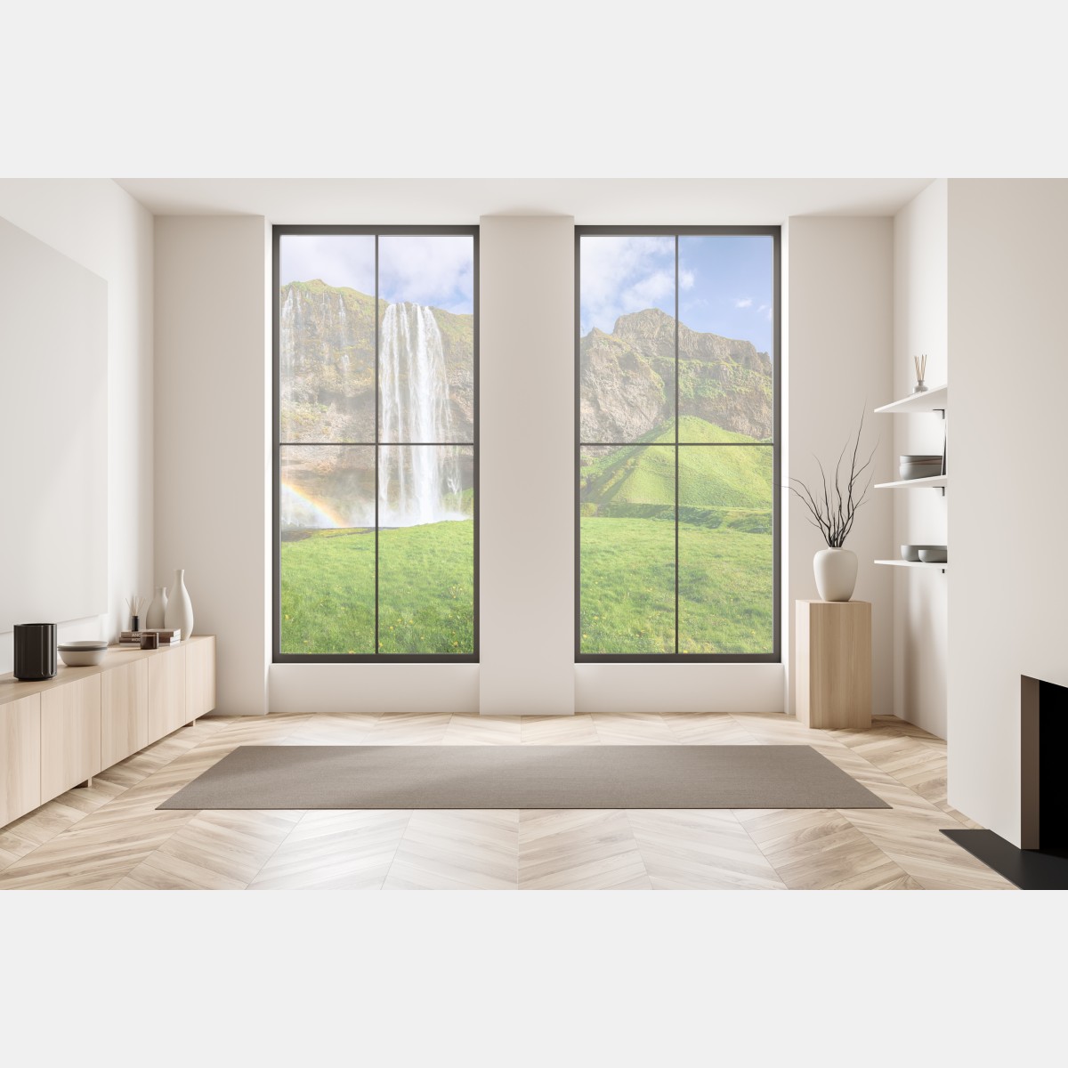 Naklejka na okno Seljalandsfoss panorama wodospadu – Wallissimo® Naklejka na okno Seljalandsfoss panorama wodospadu – Wallissimo®