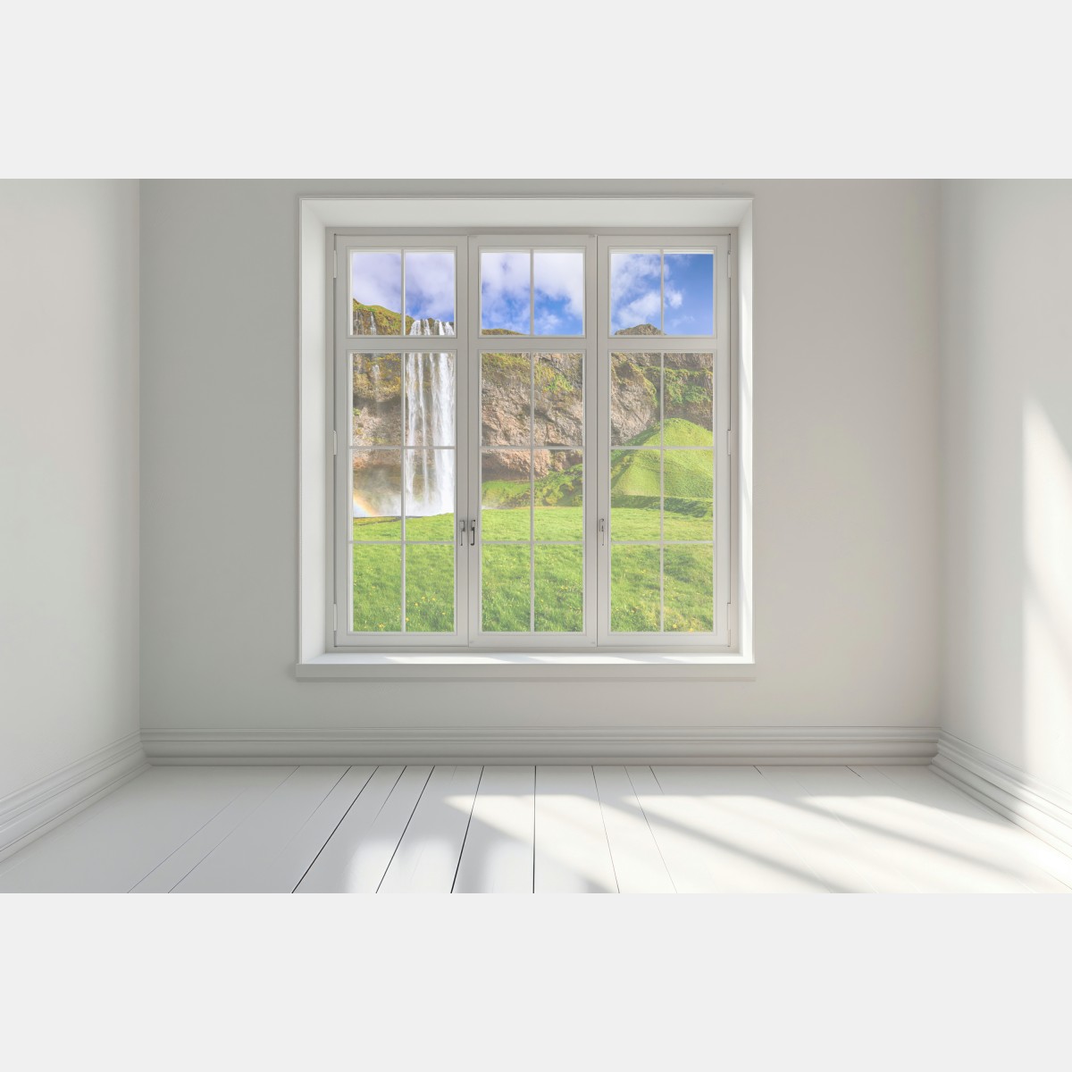 Naklejka na okno Seljalandsfoss panorama wodospadu – Wallissimo® Naklejka na okno Seljalandsfoss panorama wodospadu – Wallissimo®