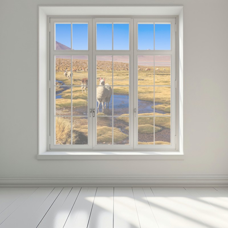 Naklejka na okno lamy na Altiplano – Wallissimo® Naklejka na okno lamy na Altiplano – Wallissimo®