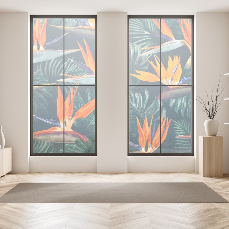 Naklejka na okno złote pole pod szerokim błękitnym niebem – Wallissimo®