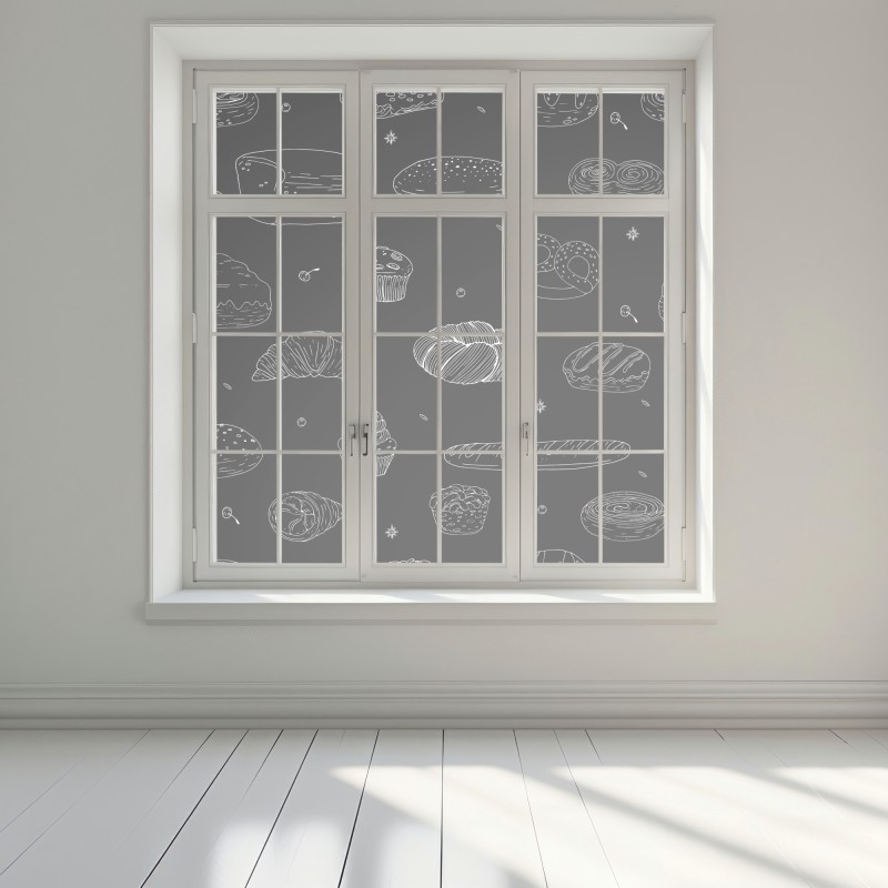 Naklejka na okno wzór wypieków na czarnym tle – Wallissimo® Naklejka na okno wzór wypieków na czarnym tle – Wallissimo®