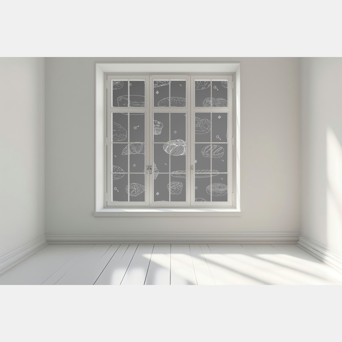 Naklejka na okno wzór wypieków na czarnym tle – Wallissimo® Naklejka na okno wzór wypieków na czarnym tle – Wallissimo®