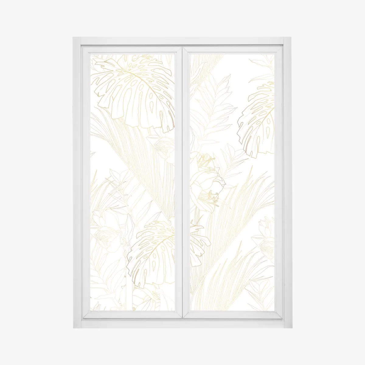 Naklejka na okno złote tropikalne liście – Wallissimo® Naklejka na okno złote tropikalne liście – Wallissimo®
