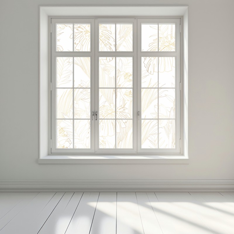 Naklejka na okno złote tropikalne liście – Wallissimo® Naklejka na okno złote tropikalne liście – Wallissimo®