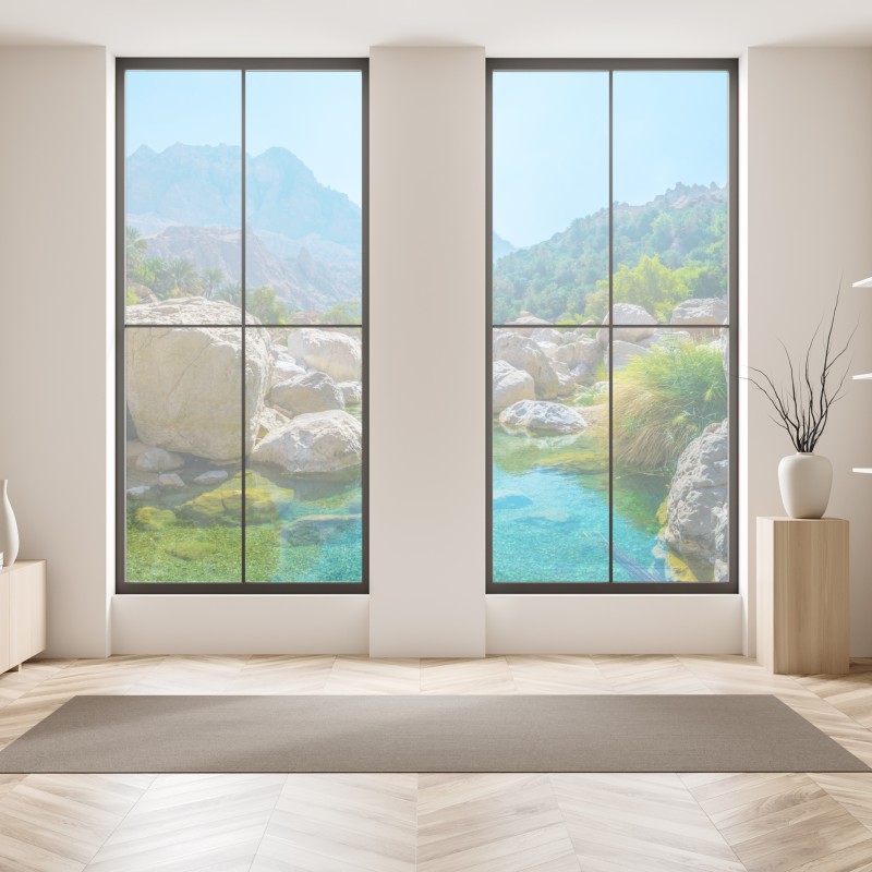 Naklejka na okno trzy dmuchawce na turkusowym tle – Wallissimo®