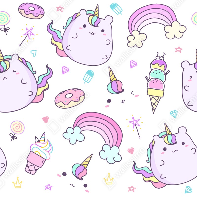 Naklejka na okno zabawny pastelowy wzór z jednorożcowym kotem – Wallissimo® Naklejka na okno zabawny pastelowy wzór z jednorożcowym kotem – Wallissimo®