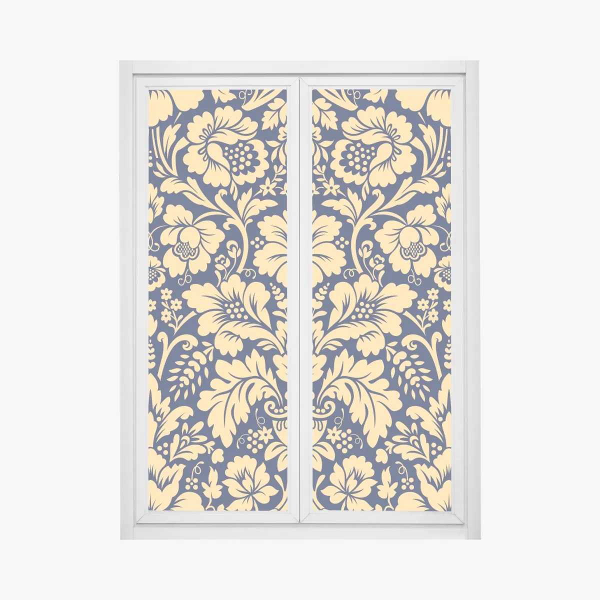 Naklejka na okno granatowo-beżowy wzór damasceński – Wallissimo® Naklejka na okno granatowo-beżowy wzór damasceński – Wallissimo®