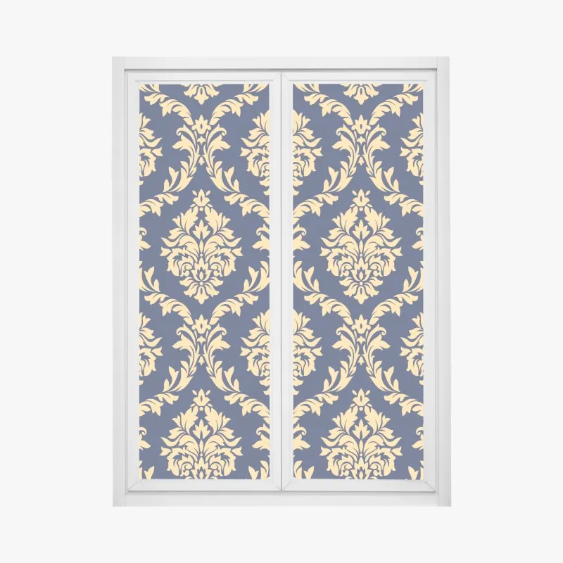 Naklejka na okno wzór damaskowy w odcieniach złota i granatu