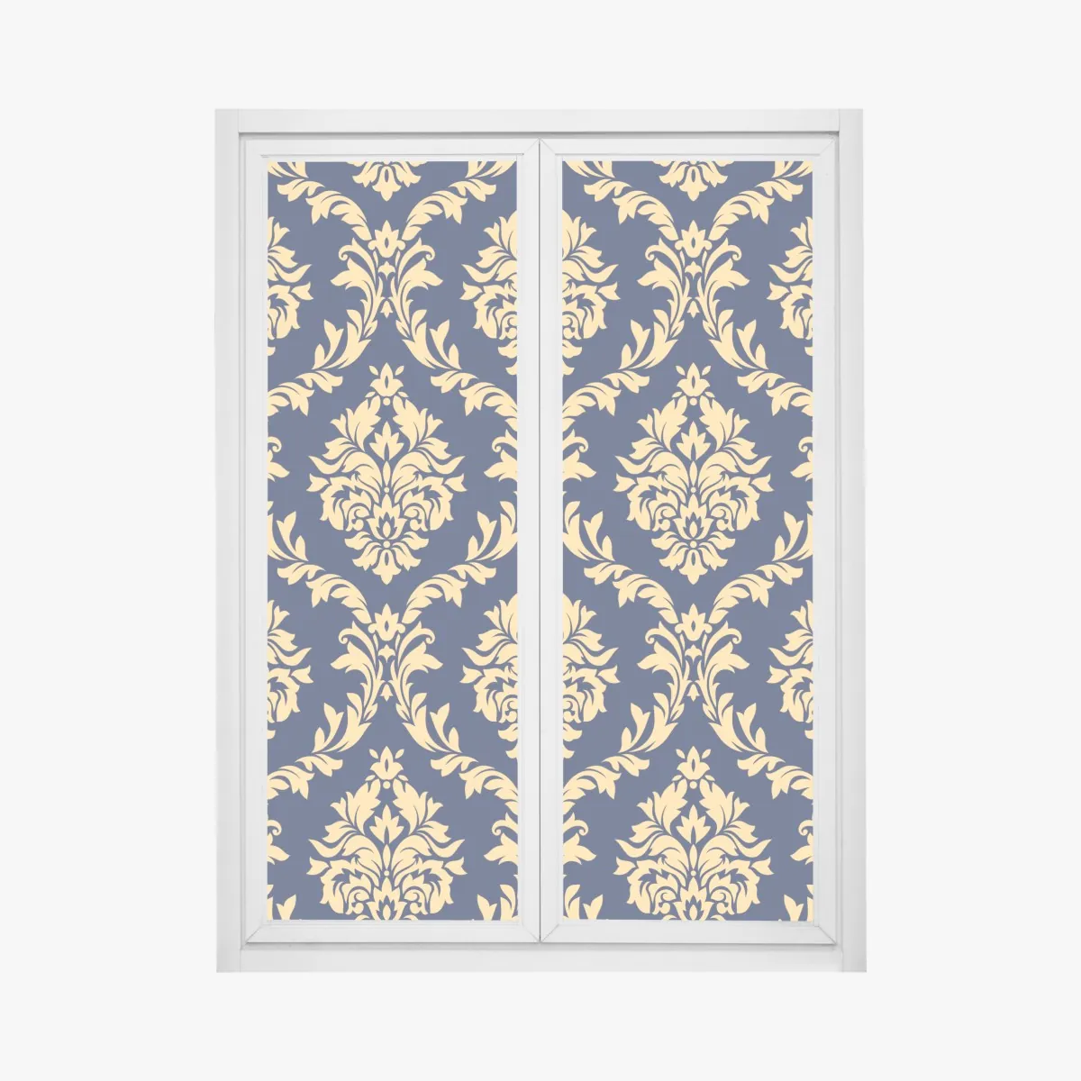 Naklejka na okno wzór damaskowy w odcieniach złota i granatu – Wallissimo® Naklejka na okno wzór damaskowy w odcieniach złota i granatu – Wallissimo®
