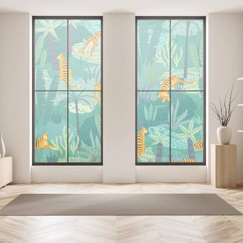 Naklejka na okno abstrakcyjne marmurowe tło w odcieniach turkusu i fioletu ze złotem – Wallissimo®